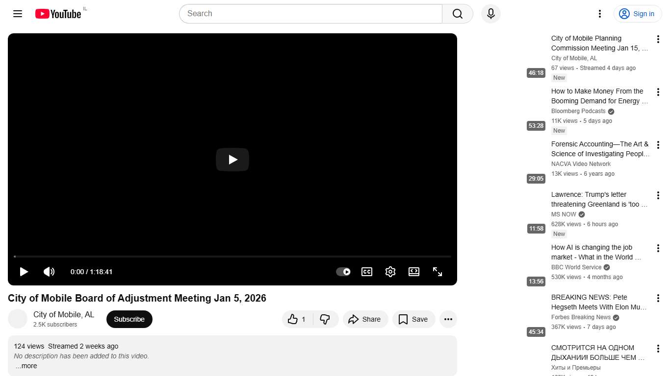 City of Mobile Board of Adjustment Meeting Jan 5, 2026 - YouTube