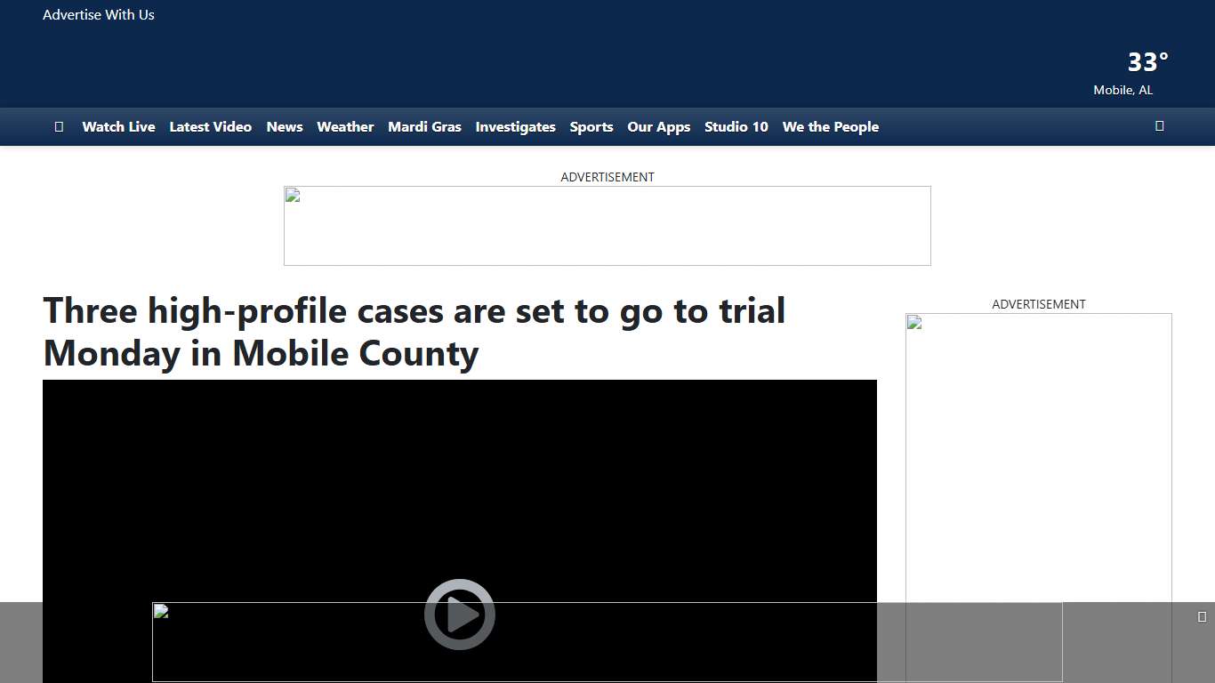 Three high-profile cases are set to go to trial Monday in Mobile County